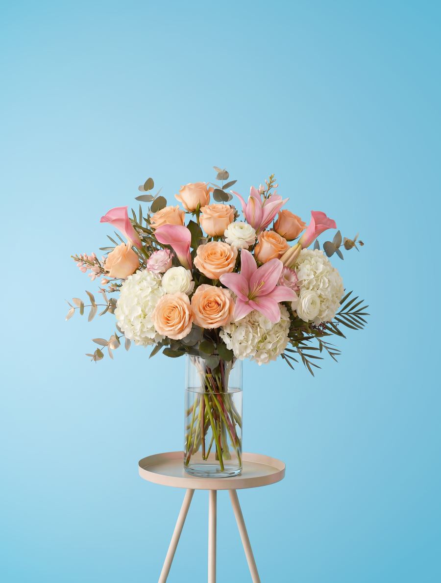 AI generated: Mother's Day bouquet on blue