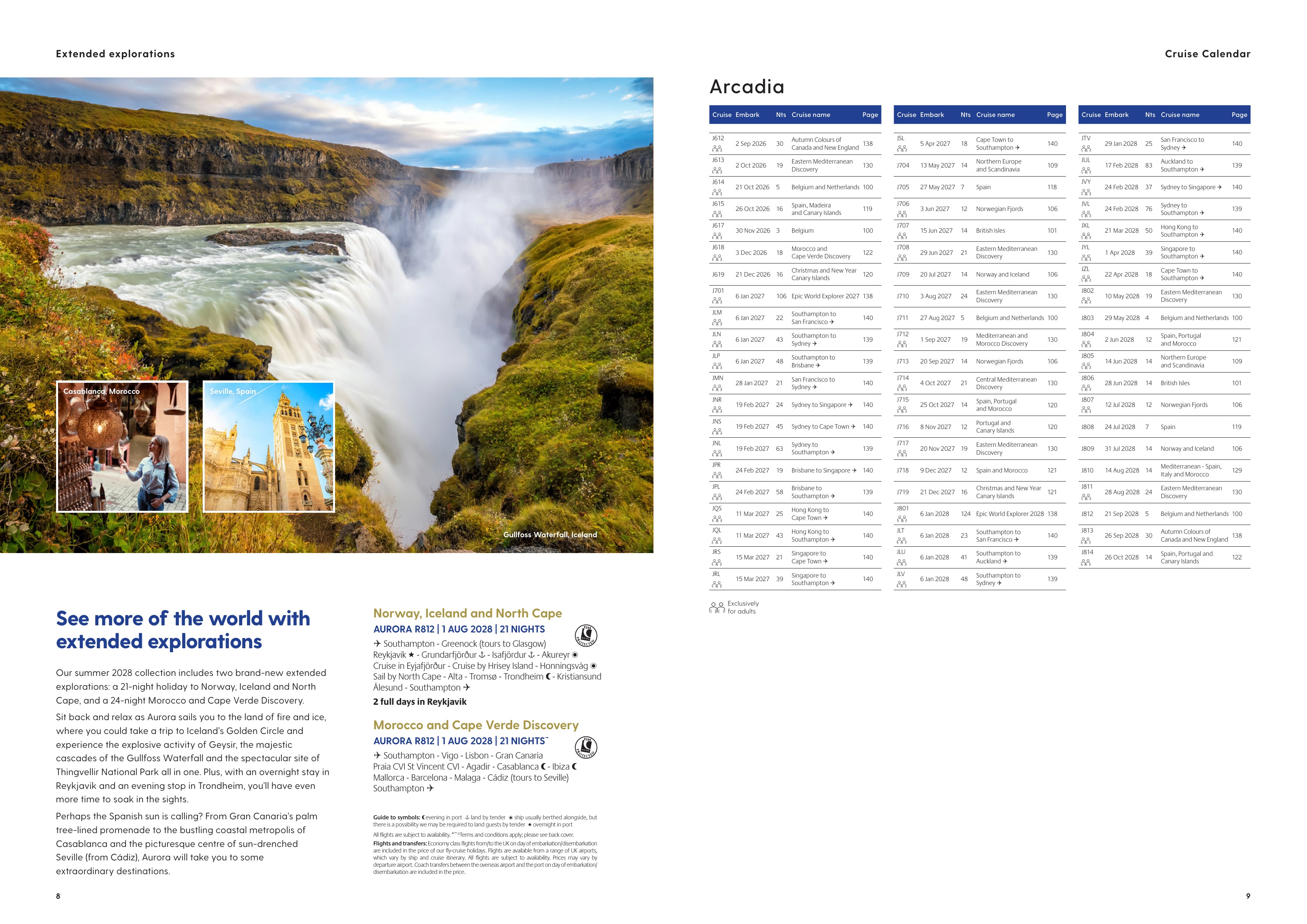 Extended Explorations and Cruise Calendar spread